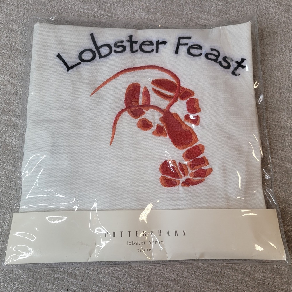 Pottery Barn Lobster Feast Apron Embroidered w Lobster Bottle Opener Both NEW - Picture 5 of 8